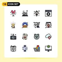 Set of 16 Modern UI Icons Symbols Signs for game preferences masjid mac eid Editable Creative Vector Design Elements