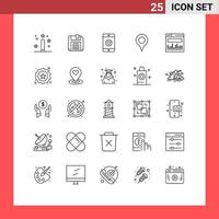 Pictogram Set of 25 Simple Lines of web analytics mobile pin location Editable Vector Design Elements