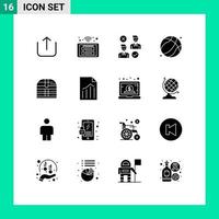 Universal Icon Symbols Group of 16 Modern Solid Glyphs of box father group dad cancel Editable Vector Design Elements