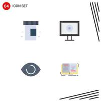 4 Universal Flat Icons Set for Web and Mobile Applications medical vision display eye novel Editable Vector Design Elements