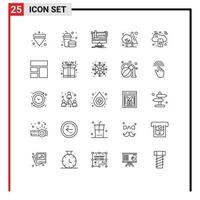 Mobile Interface Line Set of 25 Pictograms of business tree digital jungle product Editable Vector Design Elements
