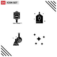 Solid Glyph Pack of 4 Universal Symbols of valet beaker hotel celebration test Editable Vector Design Elements