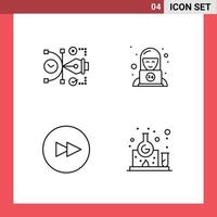 Group of 4 Filledline Flat Colors Signs and Symbols for file circle digital support next Editable Vector Design Elements