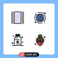 Universal Icon Symbols Group of 4 Modern Filledline Flat Colors of cover medical layout internet dessert Editable Vector Design Elements