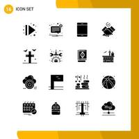 Universal Icon Symbols Group of 16 Modern Solid Glyphs of bats themes not job hardware Editable Vector Design Elements