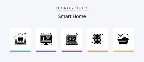 Smart Home Glyph 5 Icon Pack Including lock. smart. smart farm. sensor. smart. Creative Icons Design vector