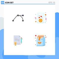 User Interface Pack of 4 Basic Flat Icons of anchor done flower present beverage Editable Vector Design Elements