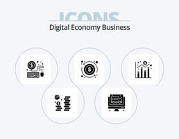 Digital Economy Business Glyph Icon Pack 5 Icon Design. graph. digital. mouse. money. dollar vector