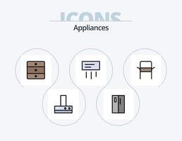 Appliances Line Filled Icon Pack 5 Icon Design. cabinet. home. household. furniture. tv vector