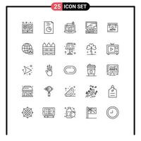 Set of 25 Modern UI Icons Symbols Signs for sign pc computer office computer Editable Vector Design Elements