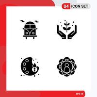 4 Universal Solid Glyphs Set for Web and Mobile Applications bus arts agriculture give color Editable Vector Design Elements