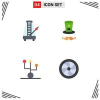 Group of 4 Flat Icons Signs and Symbols for audio devices music cap hardware Editable Vector Design Elements