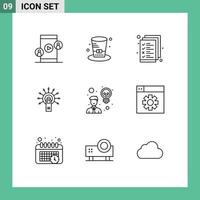 Set of 9 Modern UI Icons Symbols Signs for creativity done business ok touch Editable Vector Design Elements