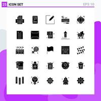 25 Universal Solid Glyphs Set for Web and Mobile Applications comparison lamp write holidays repair Editable Vector Design Elements