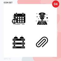 User Interface Pack of 4 Basic Solid Glyphs of schedule crate appointment man food Editable Vector Design Elements