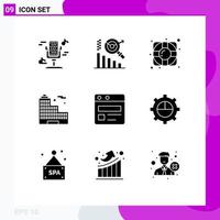 Solid Glyph Pack of 9 Universal Symbols of finance web page lifesaver web office Editable Vector Design Elements