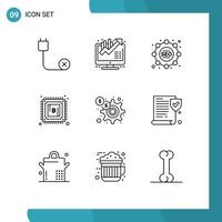 9 Thematic Vector Outlines and Editable Symbols of finance power growth mining bitcoin Editable Vector Design Elements