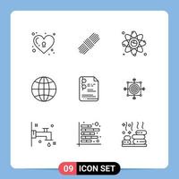 9 Outline concept for Websites Mobile and Apps document design connection internet world Editable Vector Design Elements