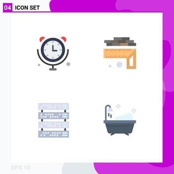 4 4 universal plano íconos conjunto para web y móvil aplicaciones reloj estante Internet de cosas nivel servidor editable vector diseño elementos