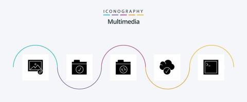 Multimedia Glyph 5 Icon Pack Including . sync. terminal. code vector