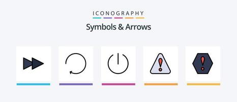 Symbols and Arrows Line Filled 5 Icon Pack Including . check. arrow. Creative Icons Design vector