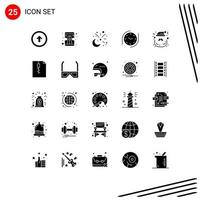 25 Creative Icons Modern Signs and Symbols of claus watch moon time fireworks Editable Vector Design Elements