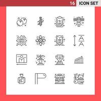 16 Creative Icons Modern Signs and Symbols of gear space care satellite communication Editable Vector Design Elements