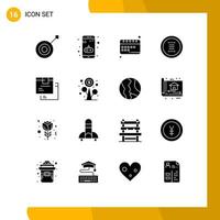 16 Thematic Vector Solid Glyphs and Editable Symbols of navigation hamburger education circle study Editable Vector Design Elements