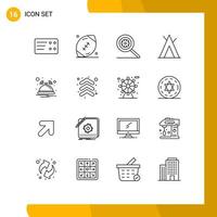 16 Creative Icons Modern Signs and Symbols of arrow notification options hotel wigwam Editable Vector Design Elements