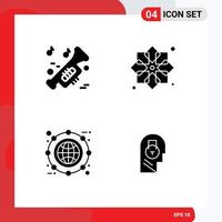 Pack of 4 creative Solid Glyphs of instrument globe university design box Editable Vector Design Elements