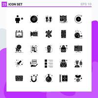 Pack of 25 Modern Solid Glyphs Signs and Symbols for Web Print Media such as laptop backup binocular notification map Editable Vector Design Elements