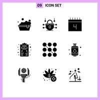 9 Universal Solid Glyphs Set for Web and Mobile Applications security lock schedule scheme plan Editable Vector Design Elements