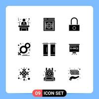 9 User Interface Solid Glyph Pack of modern Signs and Symbols of bathroom symbol safety female day Editable Vector Design Elements