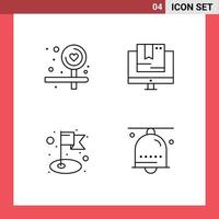 Pack of 4 Modern Filledline Flat Colors Signs and Symbols for Web Print Media such as board flag commerce shop alarm Editable Vector Design Elements