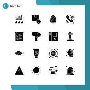 pictograma conjunto de dieciséis sencillo sólido glifos de horas Preguntas más frecuentes logístico cliente naturaleza editable vector diseño elementos