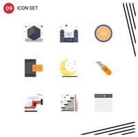 Set of 9 Vector Flat Colors on Grid for moon profile commerce chalk mobile Editable Vector Design Elements