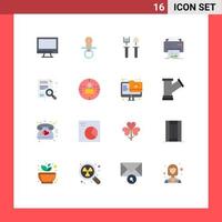 Universal Icon Symbols Group of 16 Modern Flat Colors of hardware printer pacifier digital rake Editable Pack of Creative Vector Design Elements