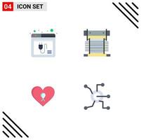 Set of 4 Vector Flat Icons on Grid for browser fan web cooler love Editable Vector Design Elements
