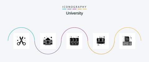 University Glyph 5 Icon Pack Including compose. student. school lockers. school. box vector