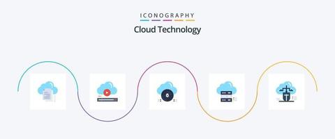 Cloud Technology Flat 5 Icon Pack Including data. sever. cloud. data. protect vector