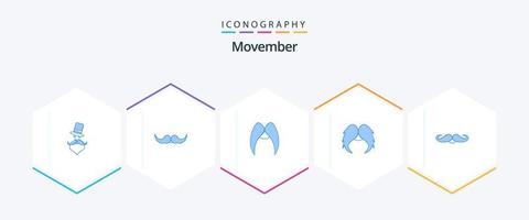 movember 25 azul icono paquete incluso . masculino. vector