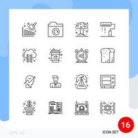 Outline Pack of 16 Universal Symbols of coffee growth coding finance programing Editable Vector Design Elements