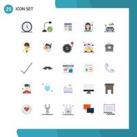 User Interface Pack of 25 Basic Flat Colors of woman medicine hardware female document Editable Vector Design Elements