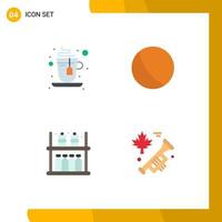 Group of 4 Modern Flat Icons Set for cup supermarket baby furniture speaker Editable Vector Design Elements