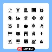 Pack of 25 creative Solid Glyphs of bank design strength cross intelligence Editable Vector Design Elements