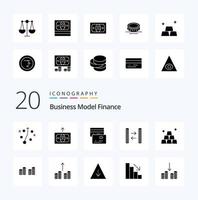 20 Finance Solid Glyph icon Pack like money cash money money cash vector