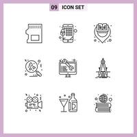 9 Creative Icons Modern Signs and Symbols of web development software library coding love Editable Vector Design Elements