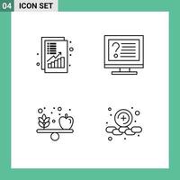 User Interface Pack of 4 Basic Filledline Flat Colors of analysis online money contact diet Editable Vector Design Elements