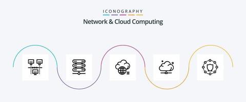 Network And Cloud Computing Line 5 Icon Pack Including technology. network. cloud. data. technology vector