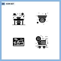 4 Universal Solid Glyph Signs Symbols of chair property cam web real estate Editable Vector Design Elements